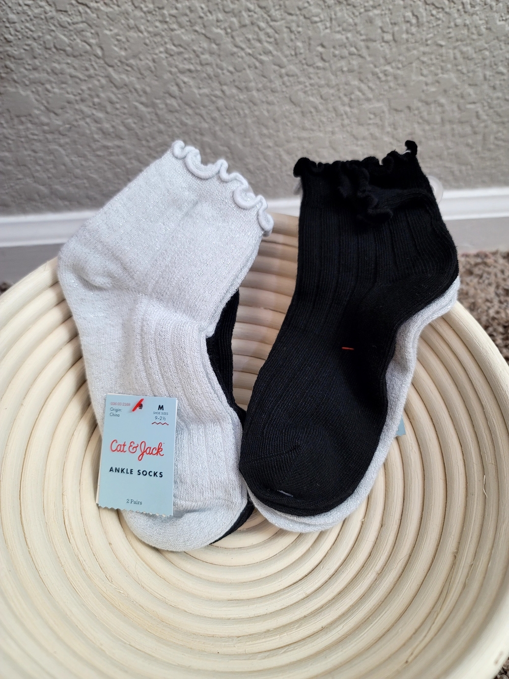Target Cat & Jack Black and White Ruffle Ankle Socks - 2 Pack